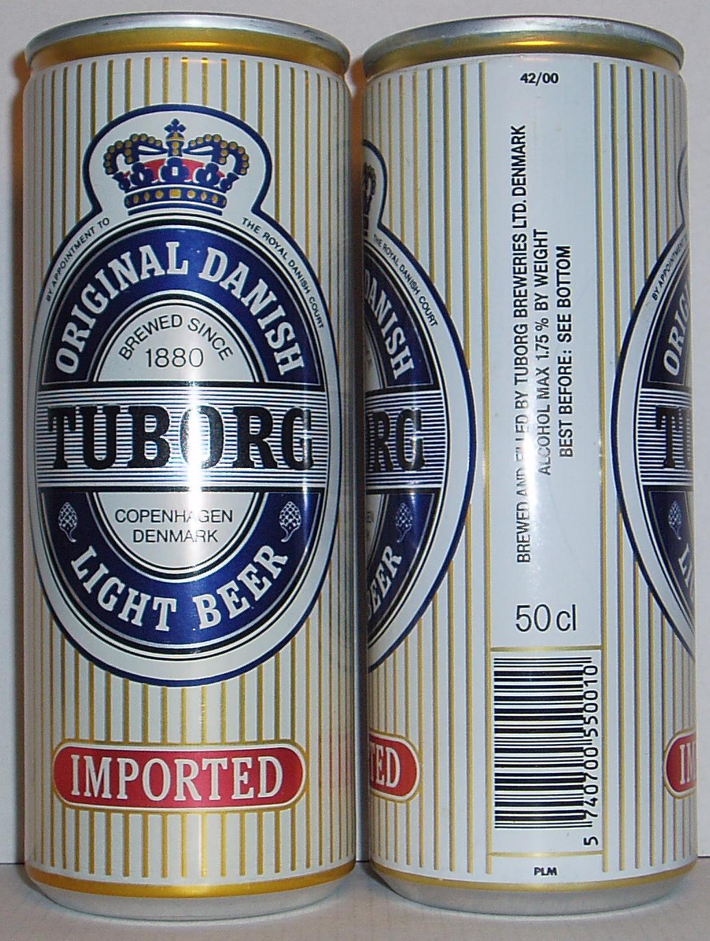 TUBORG ORIGINAL DANISH LIGHT BEER IMPORTED